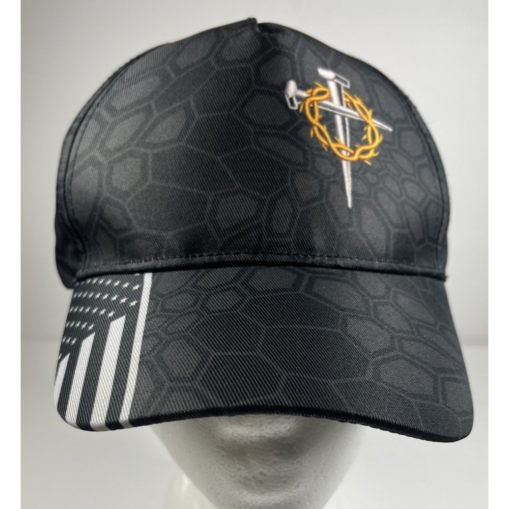Jake Designing Jesus Crown of Thorns Typhoon Camo USA Flag Brim Hat Mens OSFM